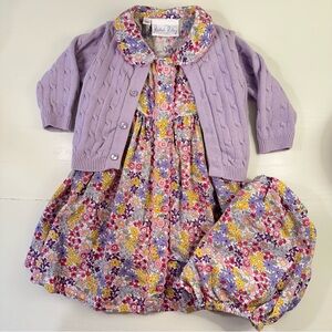 Rachel Riley Dress + Nantucket Kids Cardigan 3-6M